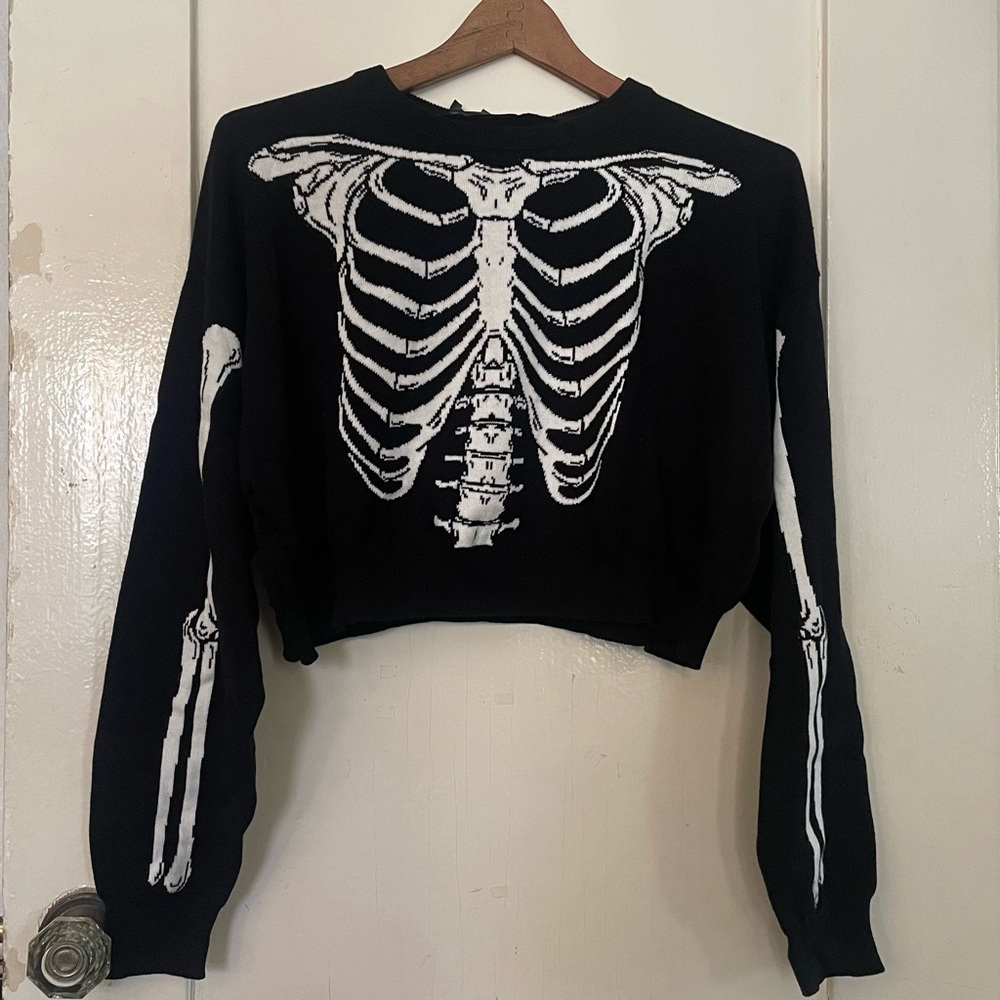 Black Knit Skeleton skirt and top set